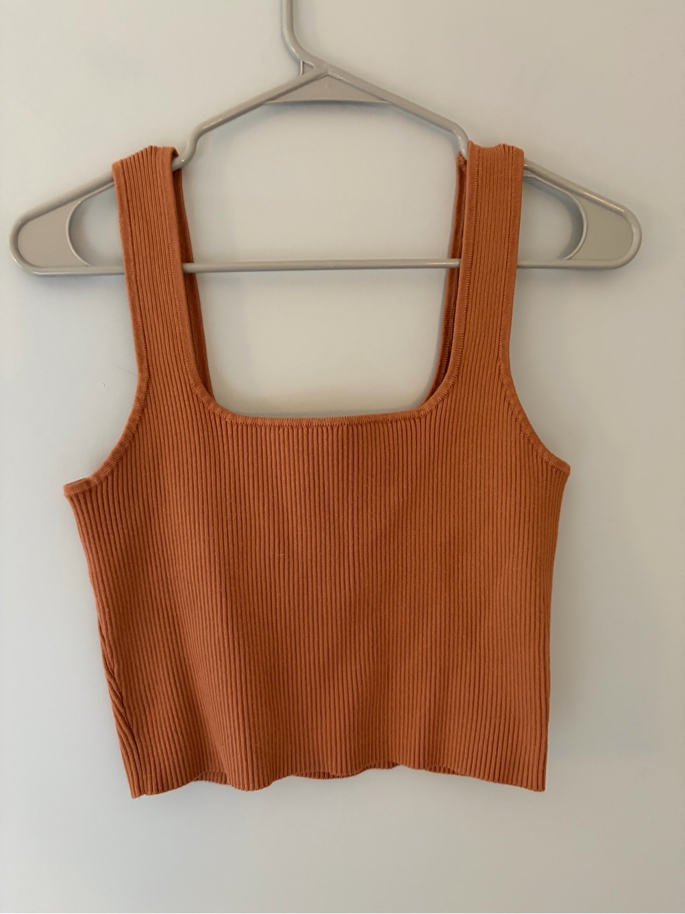 Forever 21 Ribbed Square-Neck Tank Top - Rust Orange